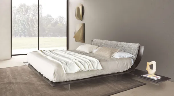 Letto Aqua Imbottito in essenza Rovere dark di Presotto