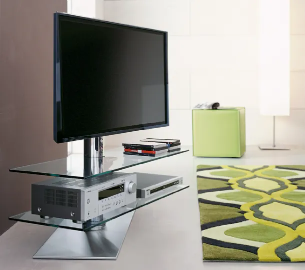 Mobile Porta Tv Vision in cristallo e acciaio di Cattelan Italia