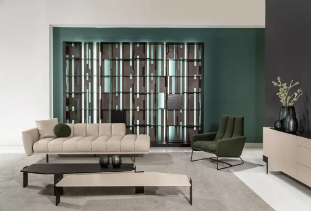 Divano lineare in pelle Blockbau di Cantori