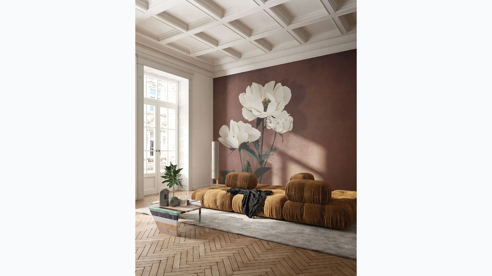 Carta da parati Haerdaceous Paeony di Inkiostro Bianco