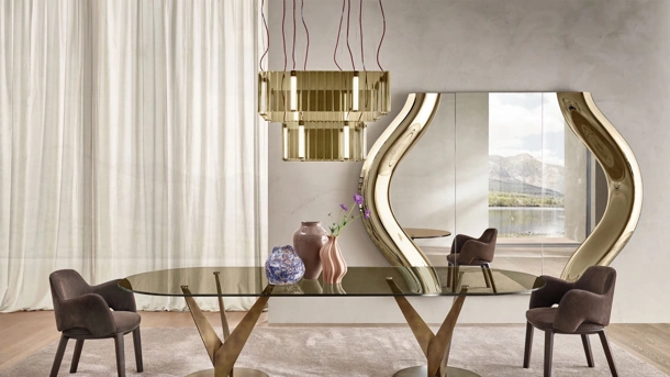 Specchio Magnifico con cornice oin vetro curvato di Fiam