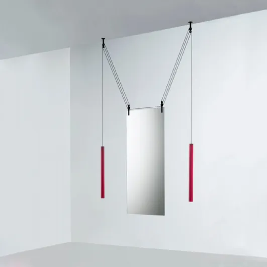 Specchio bifacciale con contrappesi da appendere al soffitto Palanco di Glas Italia