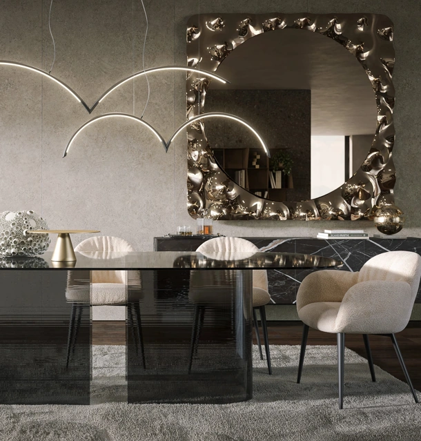 Specchiera Afrodite maxi con cornice in vetro fuso di Tonin Casa