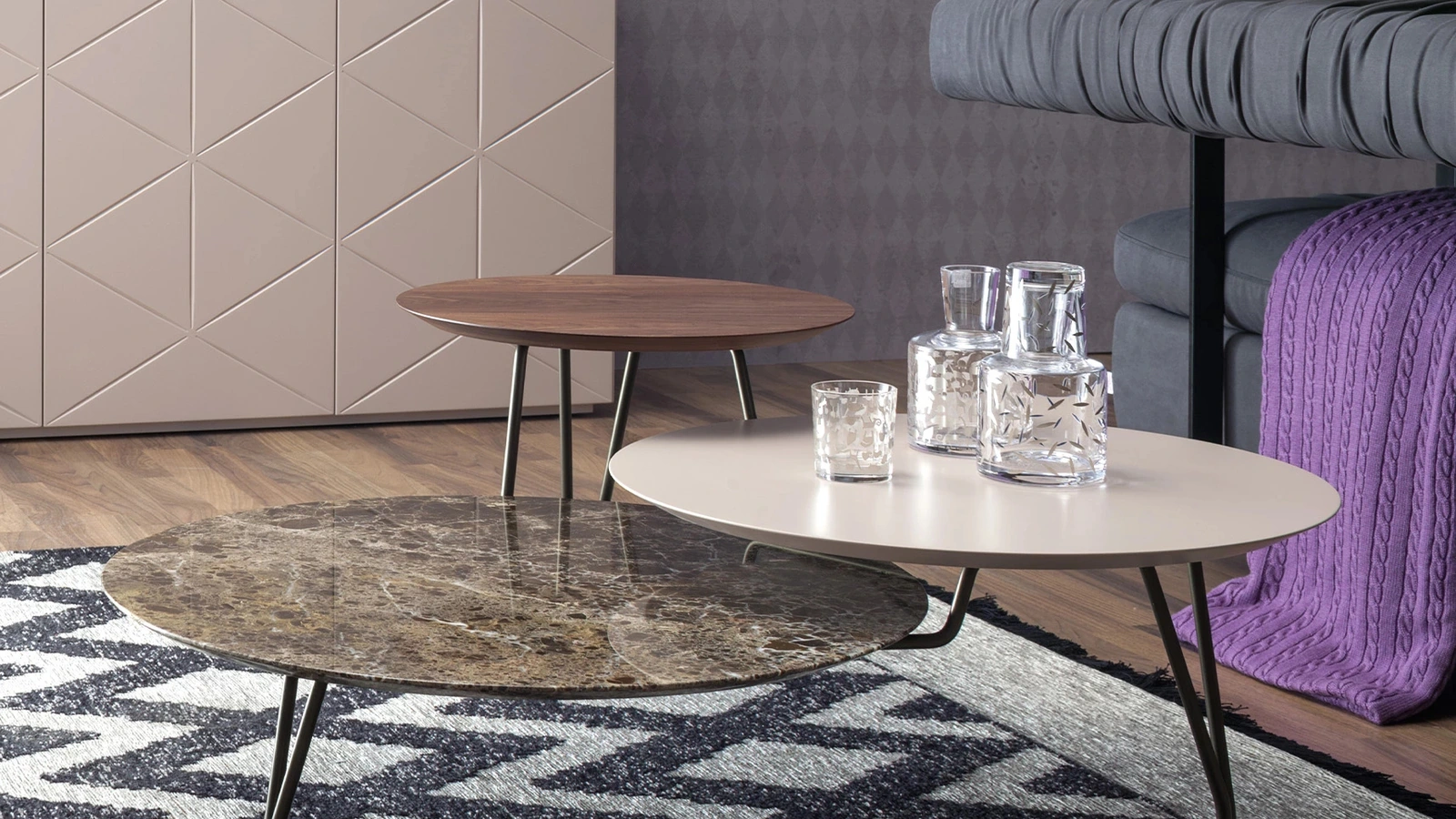 Tavolino Log in marmo, laccato e legno di Tonin Casa