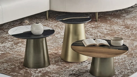 Tavolino Yang in legno e SuperMarmo di Bontempi