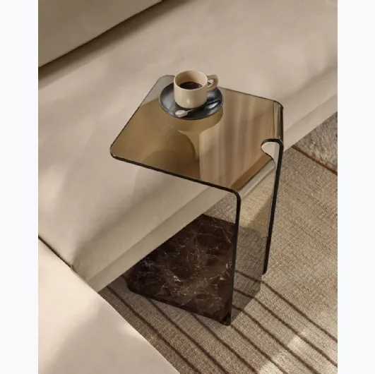 Tavolino in vetro con base in marmo York di Fiam