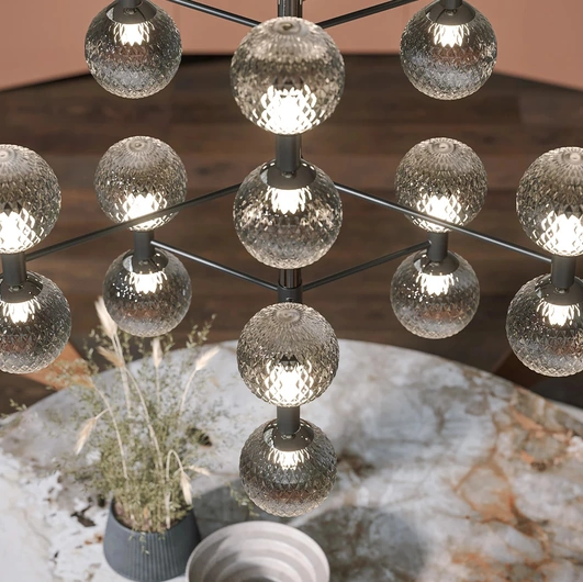 Lampada a sospensione Iperbolle in metallo e vetro di Tonin Casa