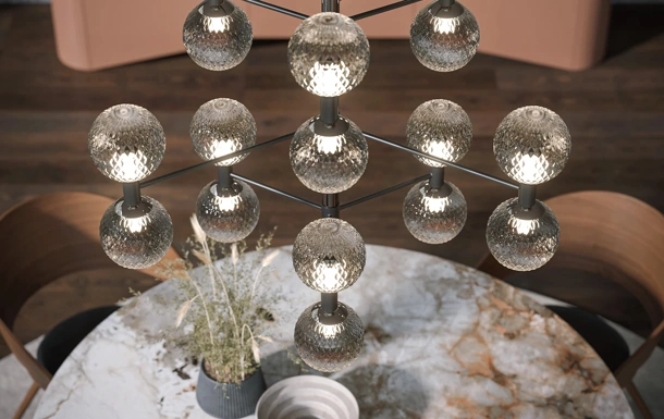 Lampada a sospensione Iperbolle in metallo e vetro di Tonin Casa