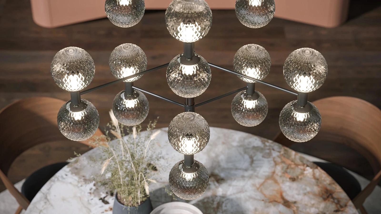 Lampada a sospensione Iperbolle in metallo e vetro di Tonin Casa