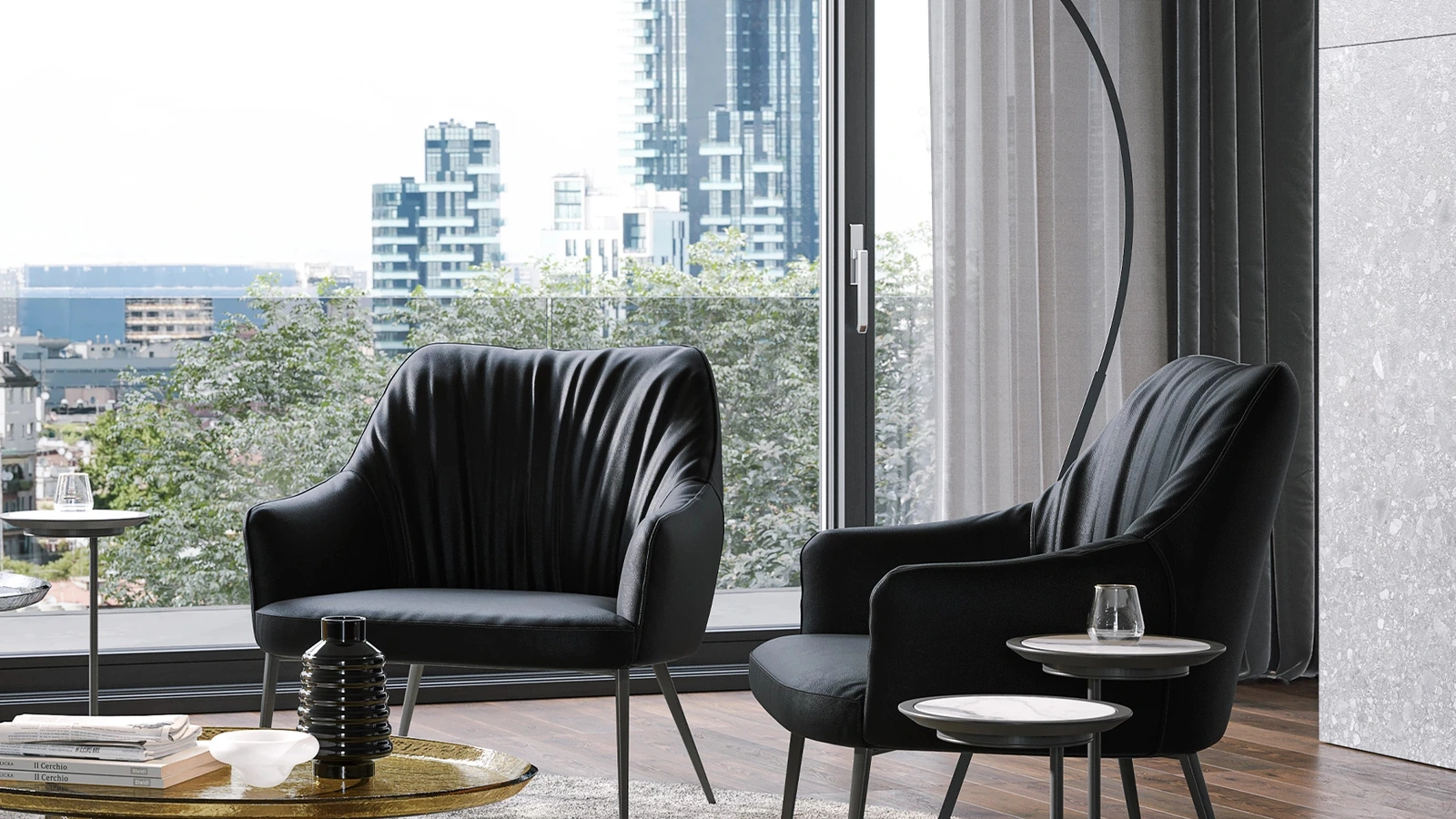 Lampada da terra Iperbolle in metallo e vetro di Tonin Casa