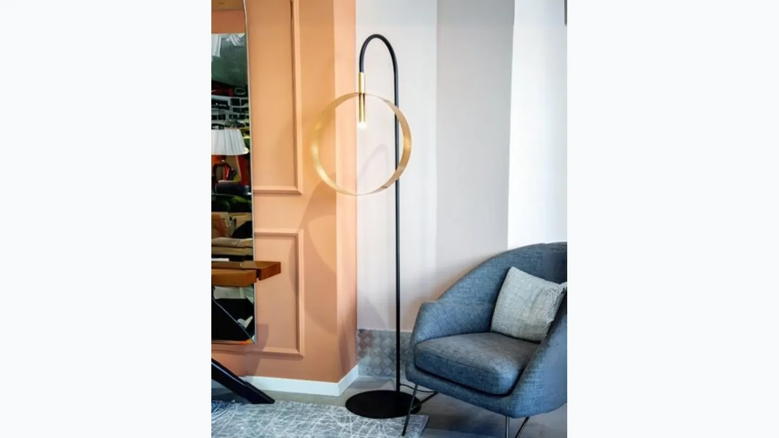 Lampada Led Loop PT in metallo verniciato grafite di Riflessi