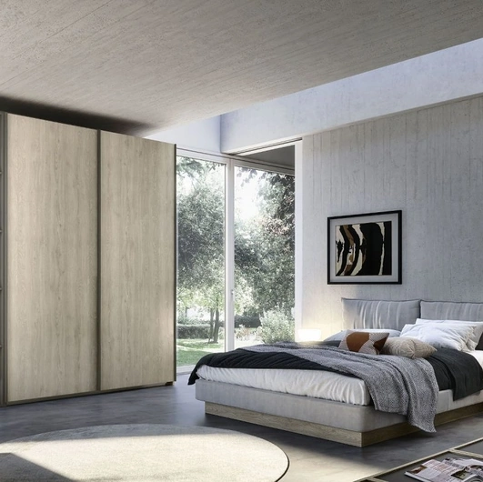 Armadio con 2 ante scorrevoli e un modulo laterale battente Quadro Steel Plan 90 di S75