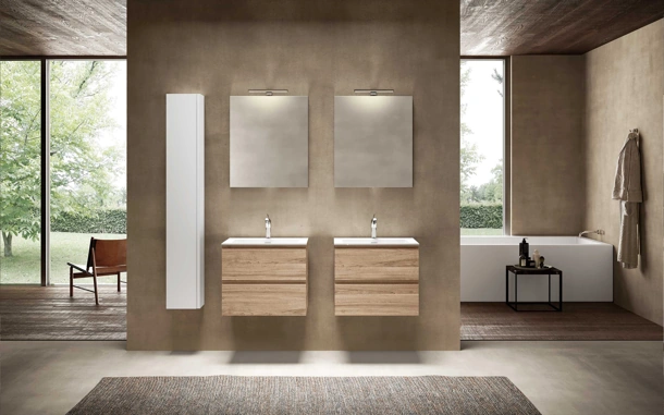 Mobile da Bagno sospeso Block System Syntesi C28 di Baxar
