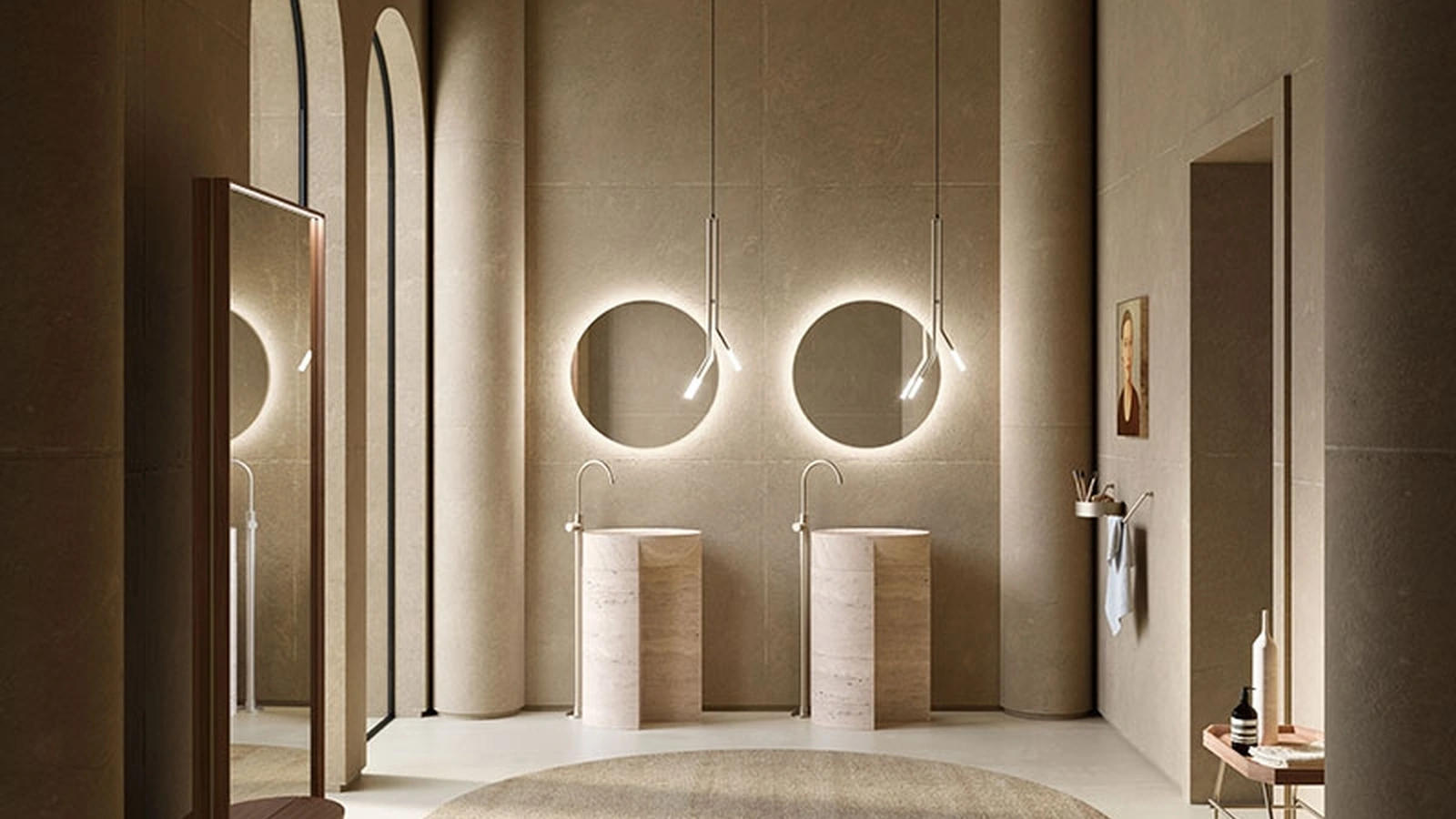 Lavabo Freestanding Des Evolution Caramel 01 in Resina Stone Travertino di Cerasa