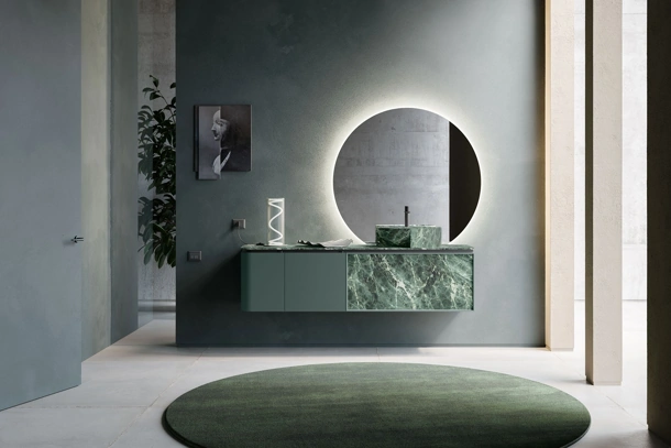 Mobile da Bagno Des Evolution Deep Green 01 in laccato e resina Verde Alpi di Cerasa