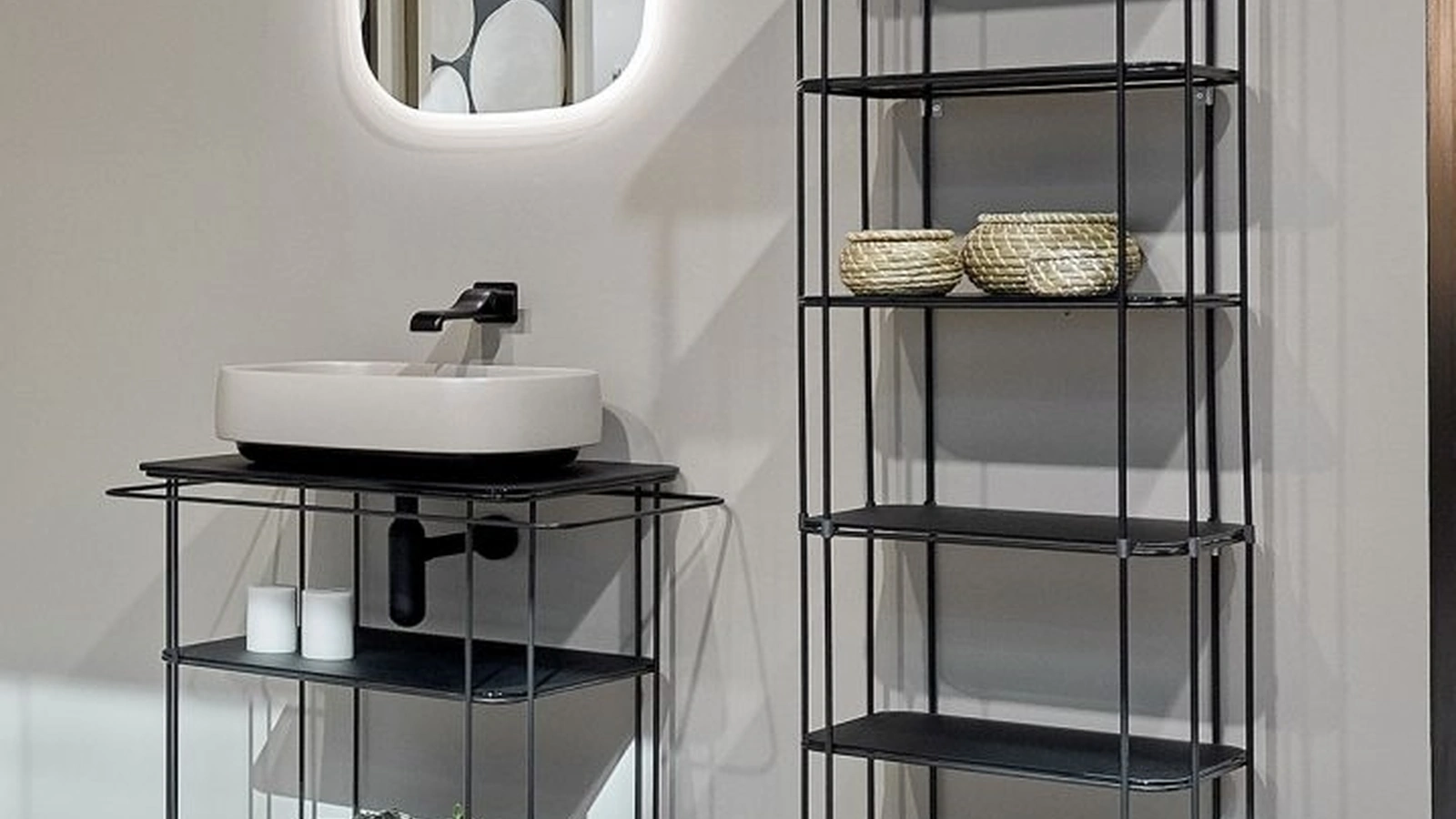 Mobile da bagno a terra Filo in acciaio inox di Flaminia