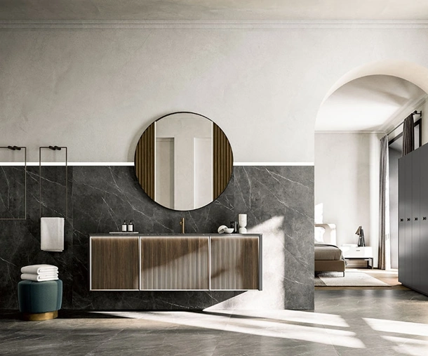 Mobile da Bagno sospeso Honey 03 in Noce Canaletto di Cerasa