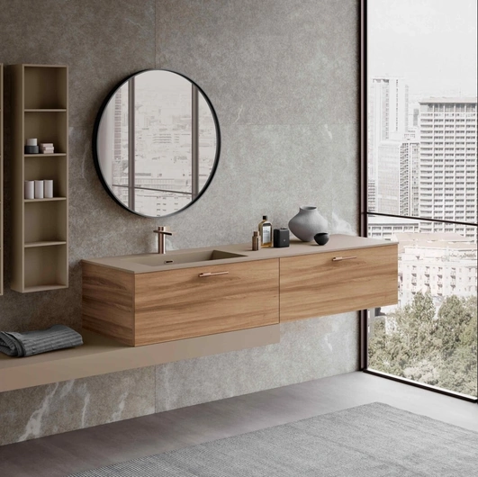 Mobile da Bagno sospeso Lime 0 Club 035 in HPL Unicolor Noce Sinfonia di Azzurra