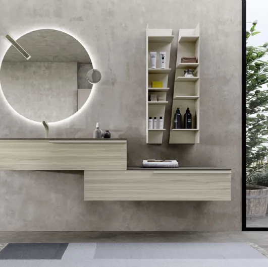 Mobile da Bagno sospeso in melaminico con top in ecomalta Lime 0 Comp 009 di Azzurra