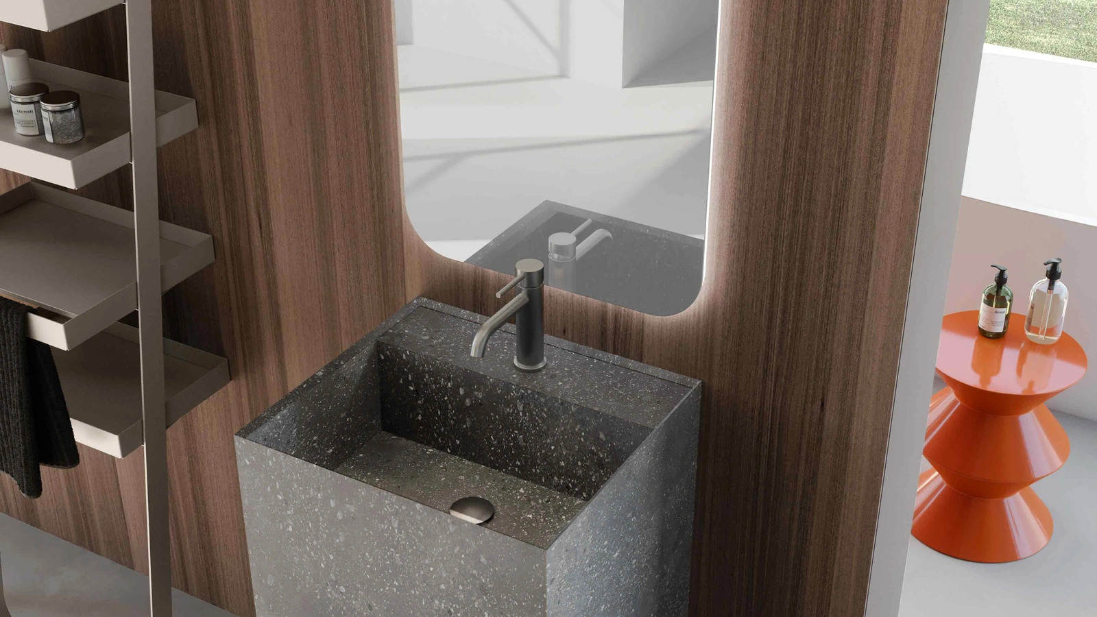 Mobile da Bagno a terra Lime 0 Lime 034 in HPL Rox Black di Azzurra