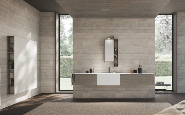 Mobile da Bagno sospeso Lime 0 Simple 23 in Rovere Cenere di Azzurra