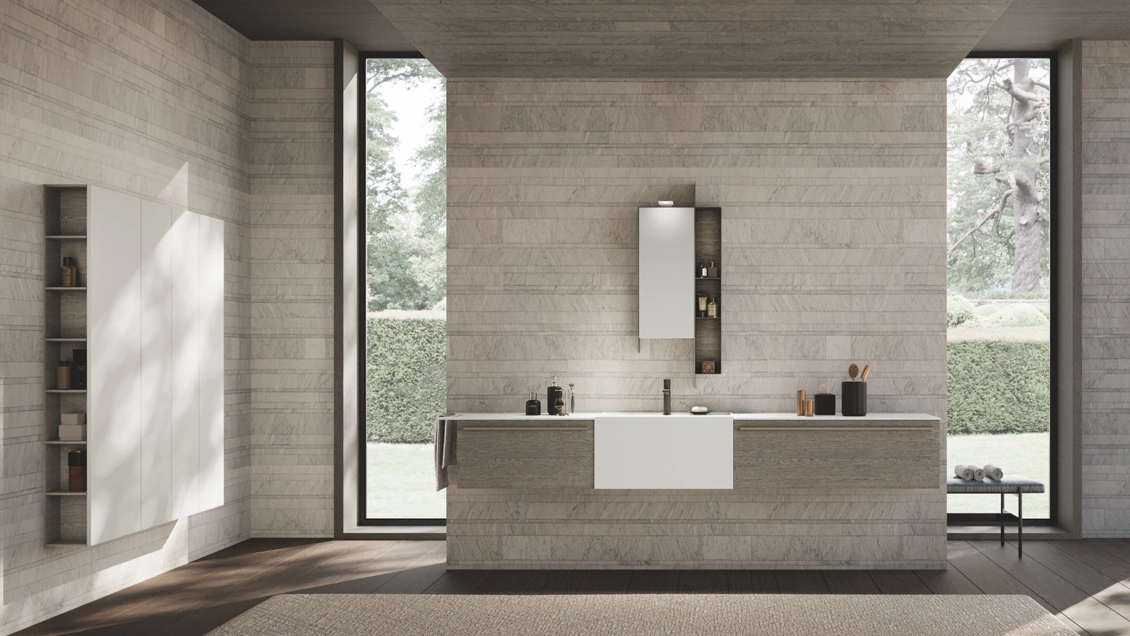 Mobile da Bagno sospeso Lime 0 Simple 23 in Rovere Cenere di Azzurra