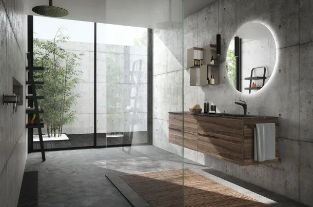 Mobile da Bagno sospeso in melaminico con top in gres Lime 1 0 Comp J&T 014 di Azzurra