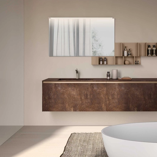 Mobile da Bagno Lime 1-0  Lofty 138 in HPL Unicolor Brera Brown di Azzurra