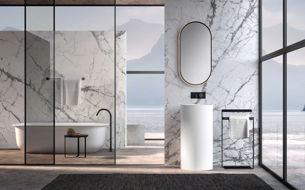 Lavabo Lime 1-0 Milo in Cristalplant Bianco opaco di Azzurra