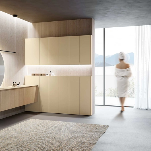 Mobile da Bagno Lime 2-0 225 in Dekorativo 3D Rigatino Naturale e laccato Canyon opaco di Azzurra