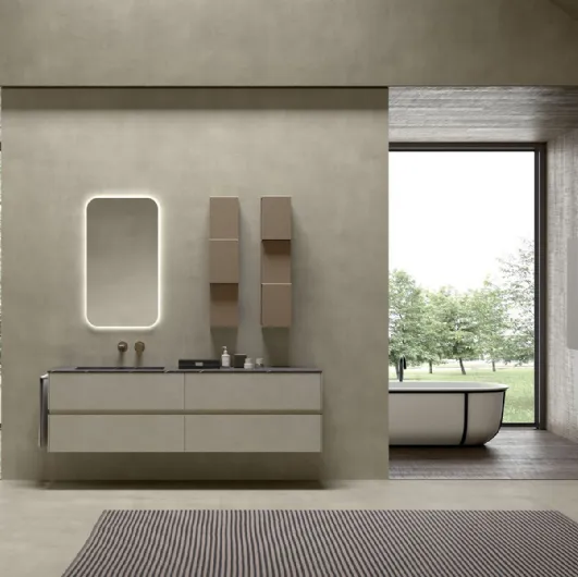 Mobile da Bagno sospeso in melaminico e top in HPL Lime 2 0 Comp 003 di Azzurra