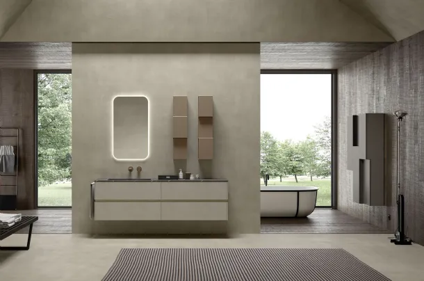 Mobile da Bagno sospeso in melaminico e top in HPL Lime 2 0 Comp 003 di Azzurra