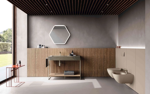 Mobile da Bagno M2 System 241 in rovere avena e gres di Baxar