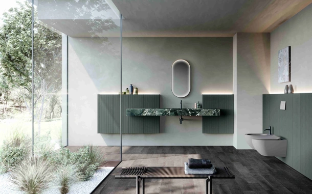 Mobile da Bagno sospeso M2 System 242 in laccato e gres di Baxar