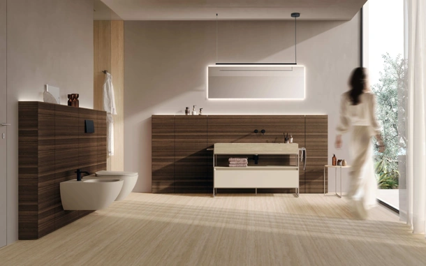 Mobile da Bagno M3 System 341 in laccato e legno di Eucalipto di Baxar