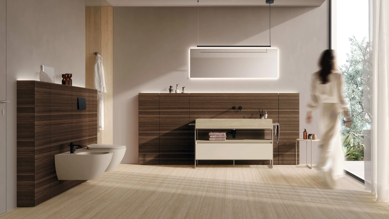 Mobile da Bagno M3 System 341 in laccato e legno di Eucalipto di Baxar