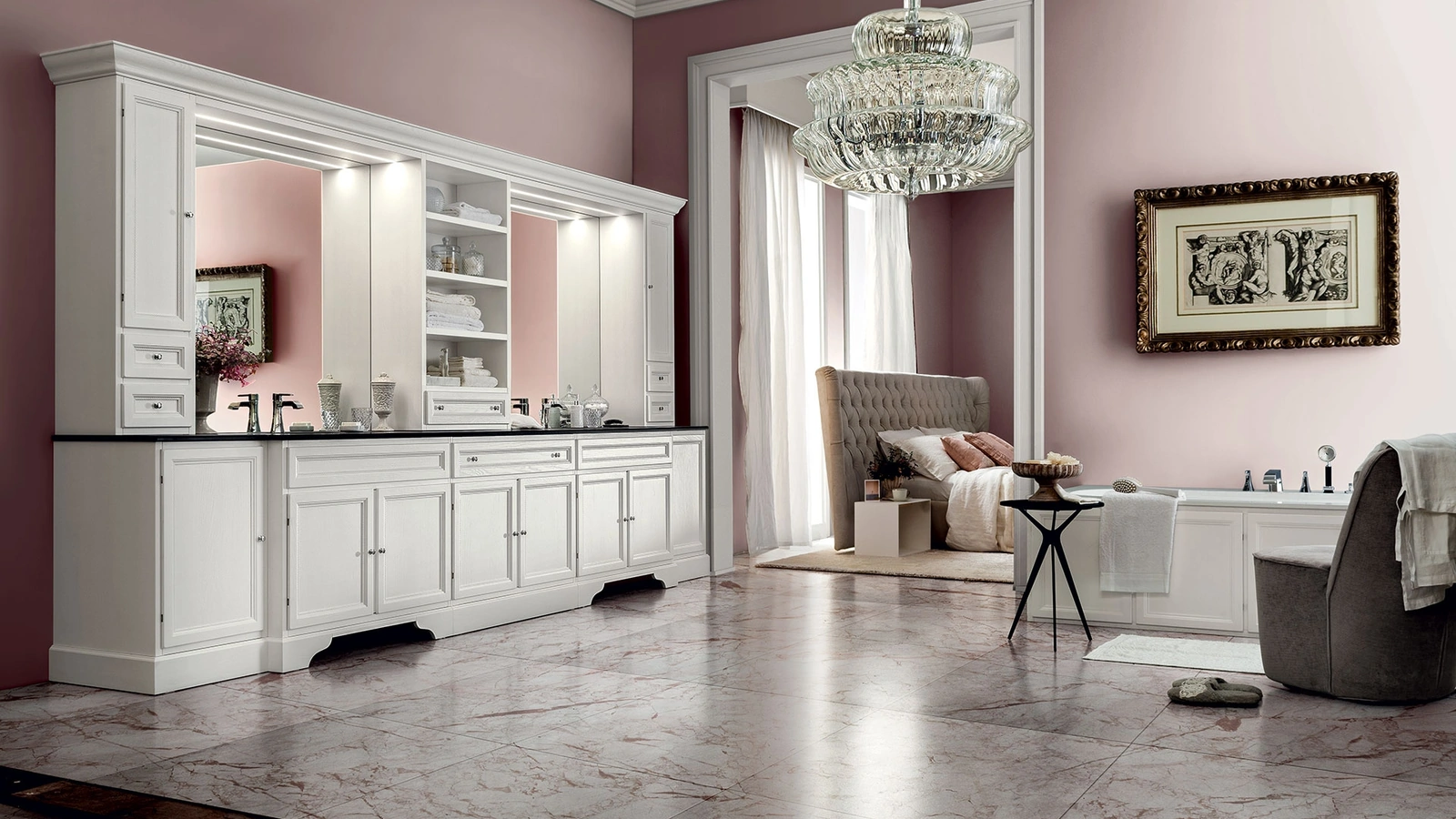 Mobile da Bagno Paestum 00 in laccato Bianco di Cerasa