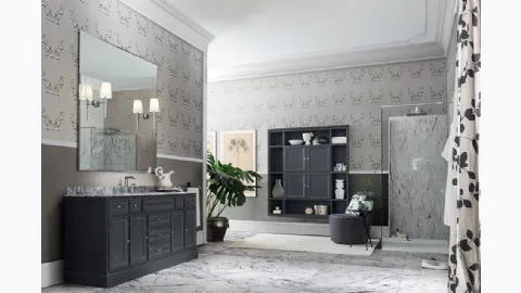 Mobile da Bagno Paestum 03 in Decapé Fumo di Londra con piano in marmo di Cerasa