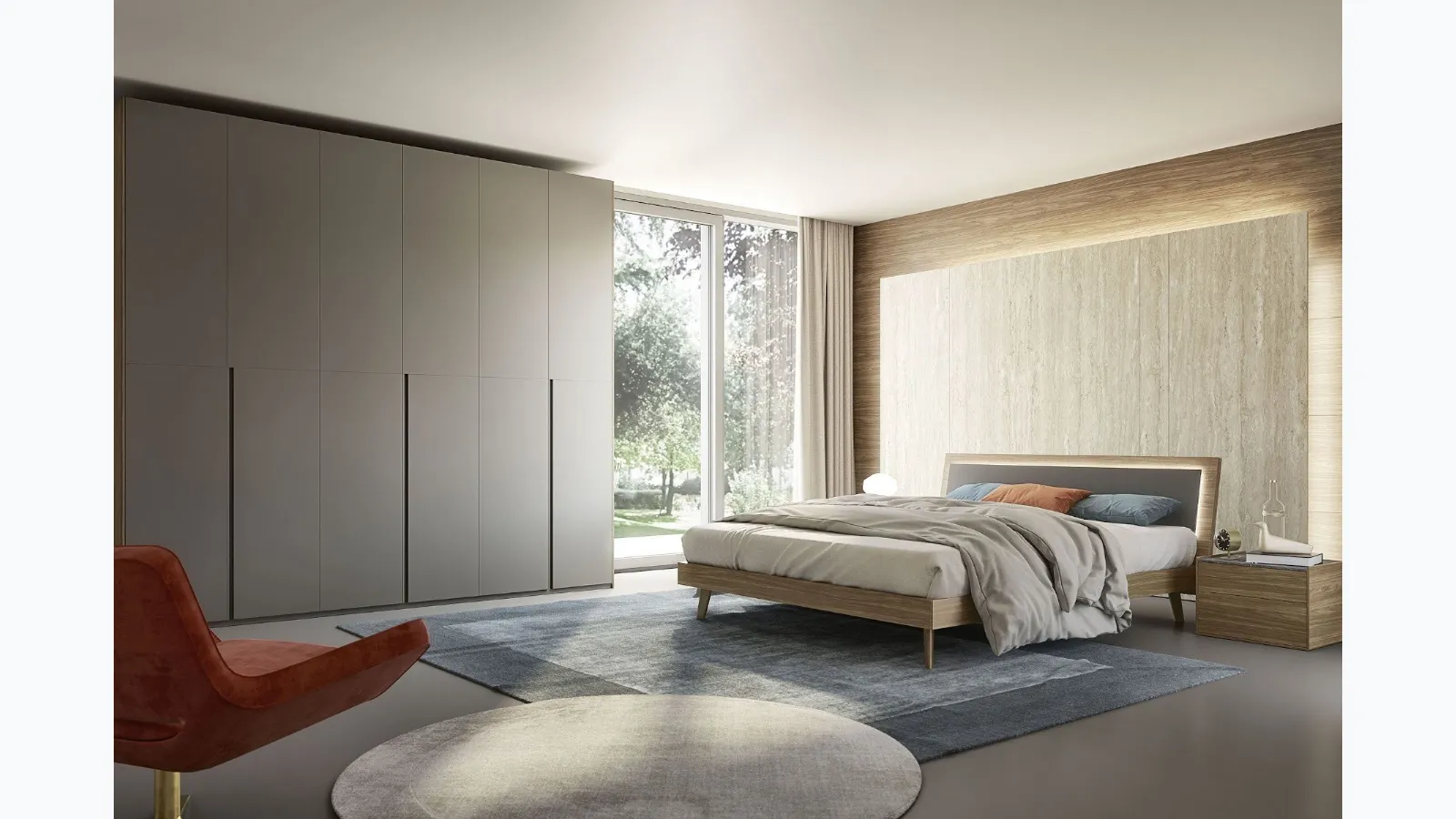 Comodino in finitura noce e marmo nero Spalla 10 Basic di S75