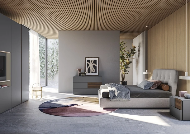 Letto Adagio in tessuto imbottito di Colombini Casa