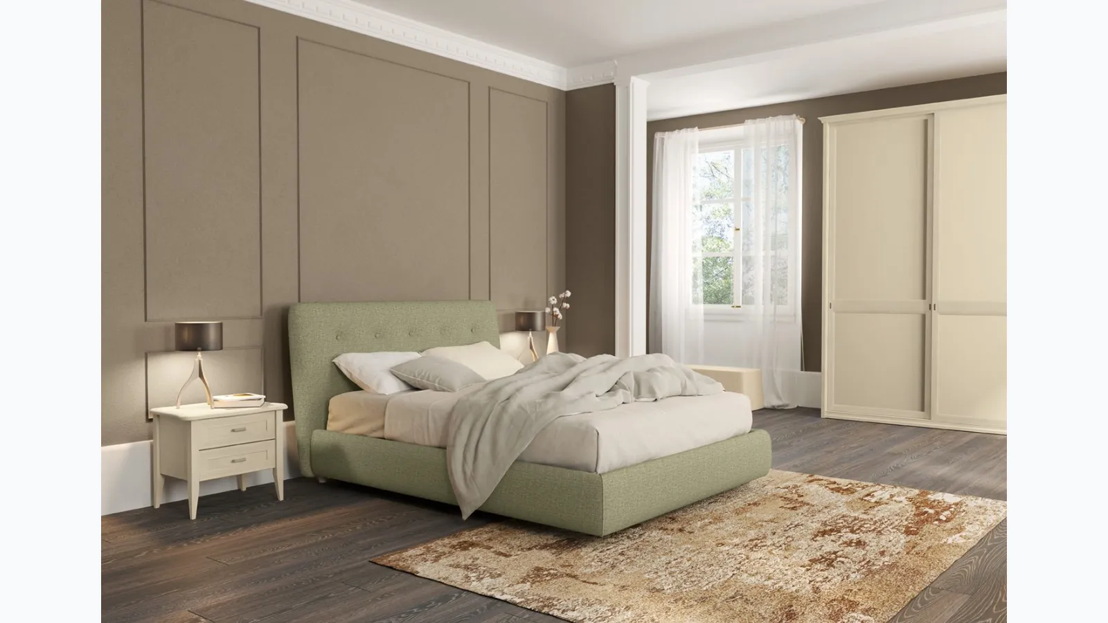 Letto Arcadia Adagio in tessuto imbottito di Colombini Casa