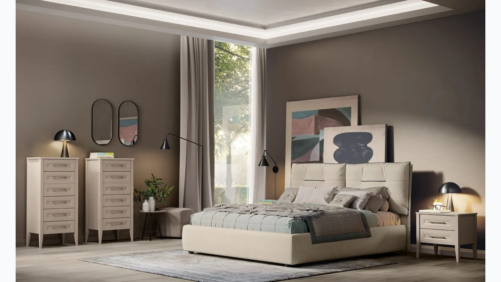 Letto Arcadia Kiss in tessuto imbottito di Colombini Casa
