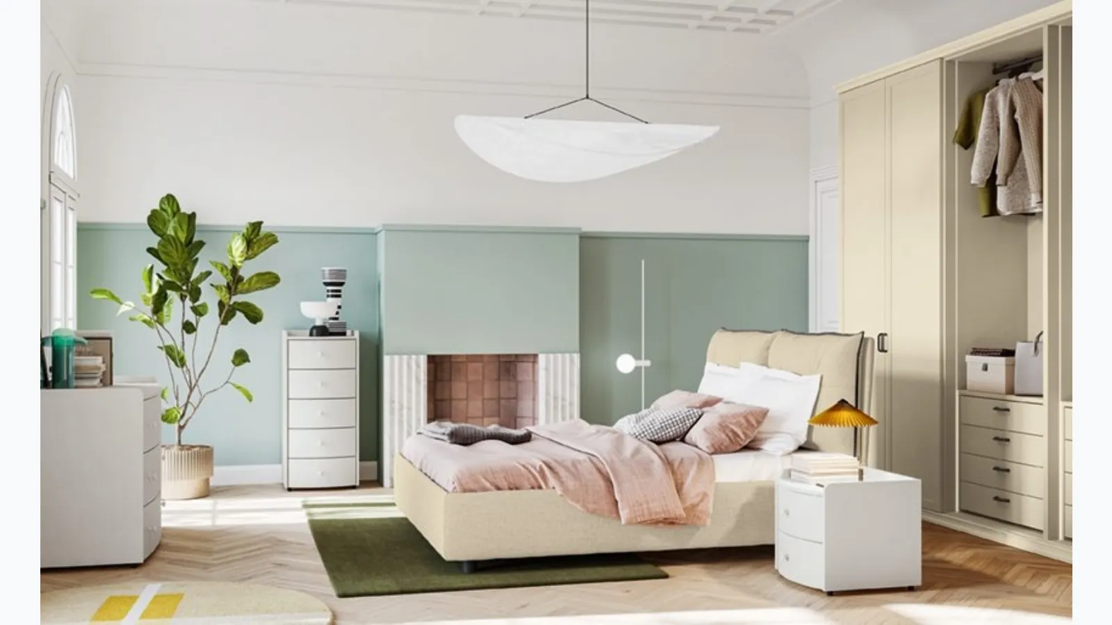 Letto Arcadia Kiss in tessuto imbottito di Colombini Casa