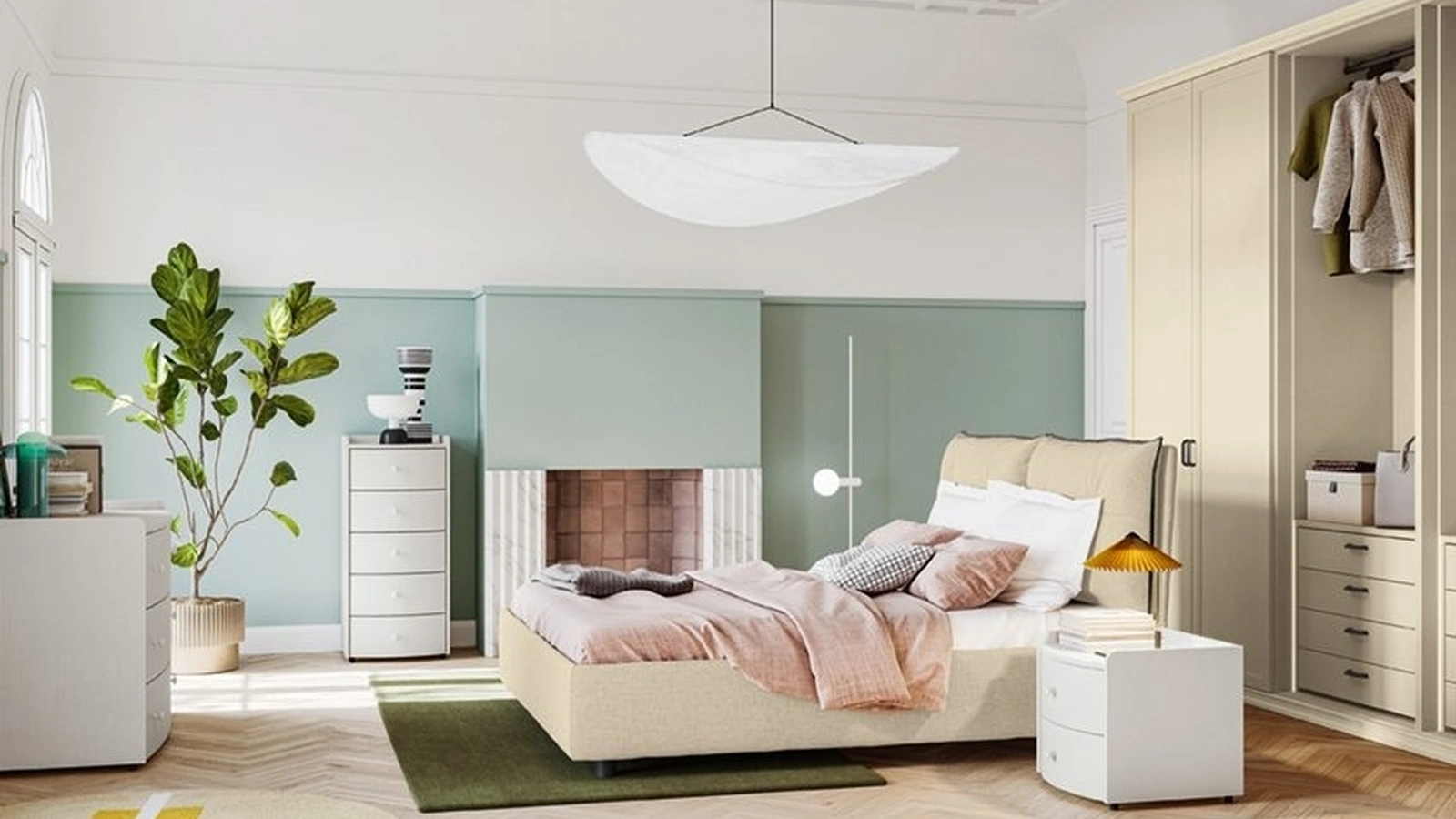 Letto Arcadia Kiss in tessuto imbottito di Colombini Casa