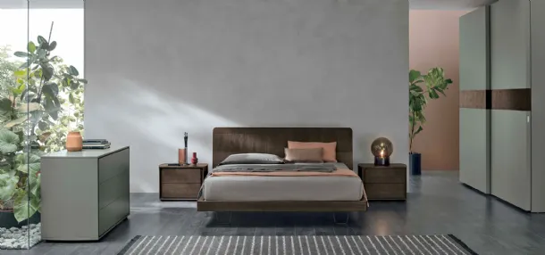 Letto in Rovere con decoro rigato Frame di Tomasella