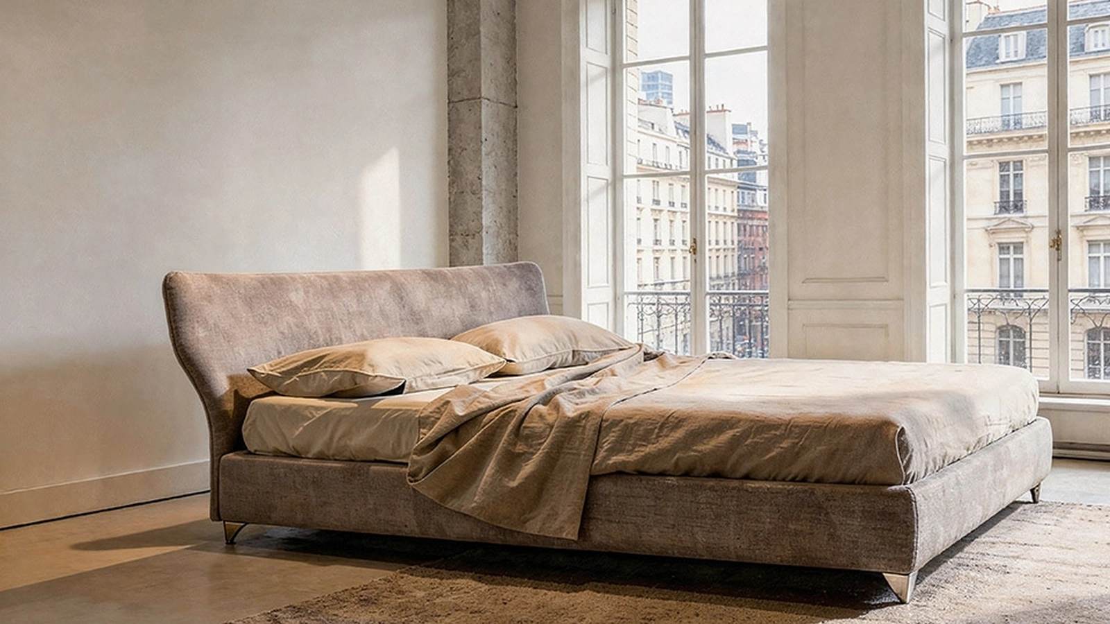 Letto Maya Plus in tessuto imbottito di Alivar