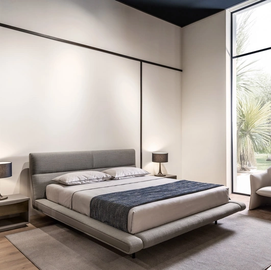 Letto Sharon in tessuto di lino di Cantori