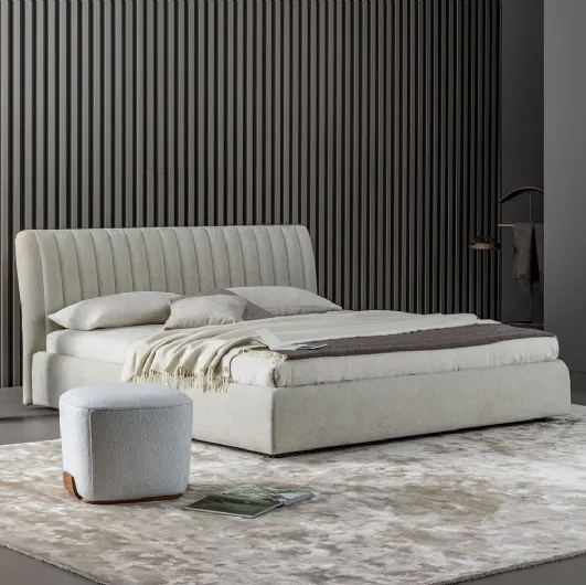 Letto in tessuto imbottito con box contenitore Tonight di Bonaldo