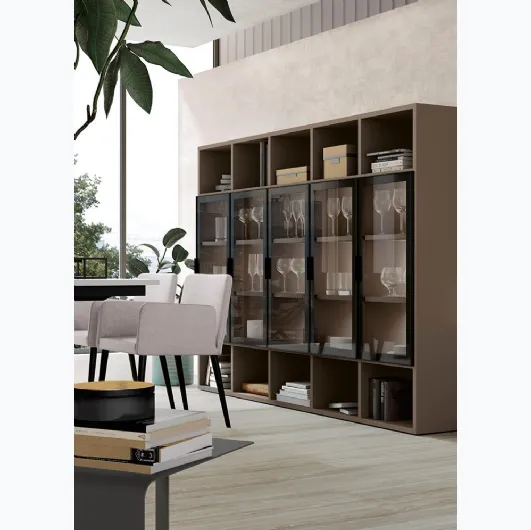 Libreria in melaminico con ante in vetro Golf Infinity L08B di Colombini Casa