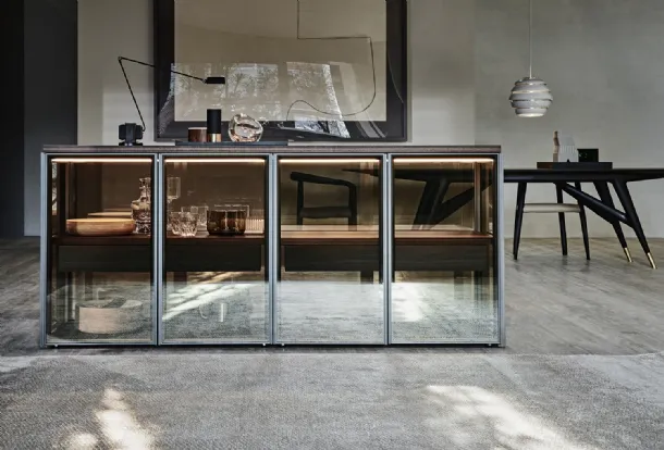 Madia di design Adrien in vetro e alluminio di Molteni&C